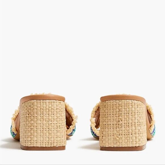 J.Crew Rainbow Raffia Woven mule Block heels Colorful sandals - Picture 4 of 13